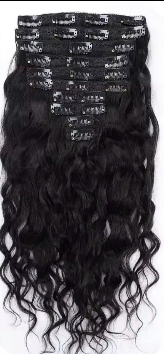 Clip in echt haarextensions curly wavy 55cm