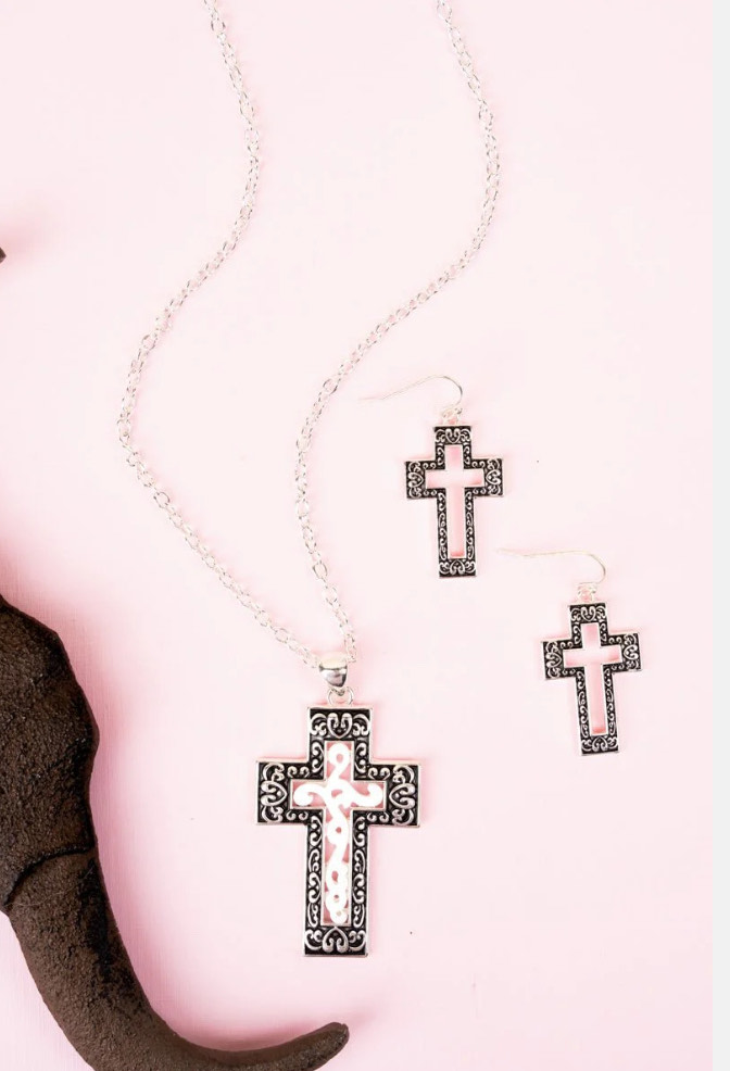 Cross Necklace and Earrings Set