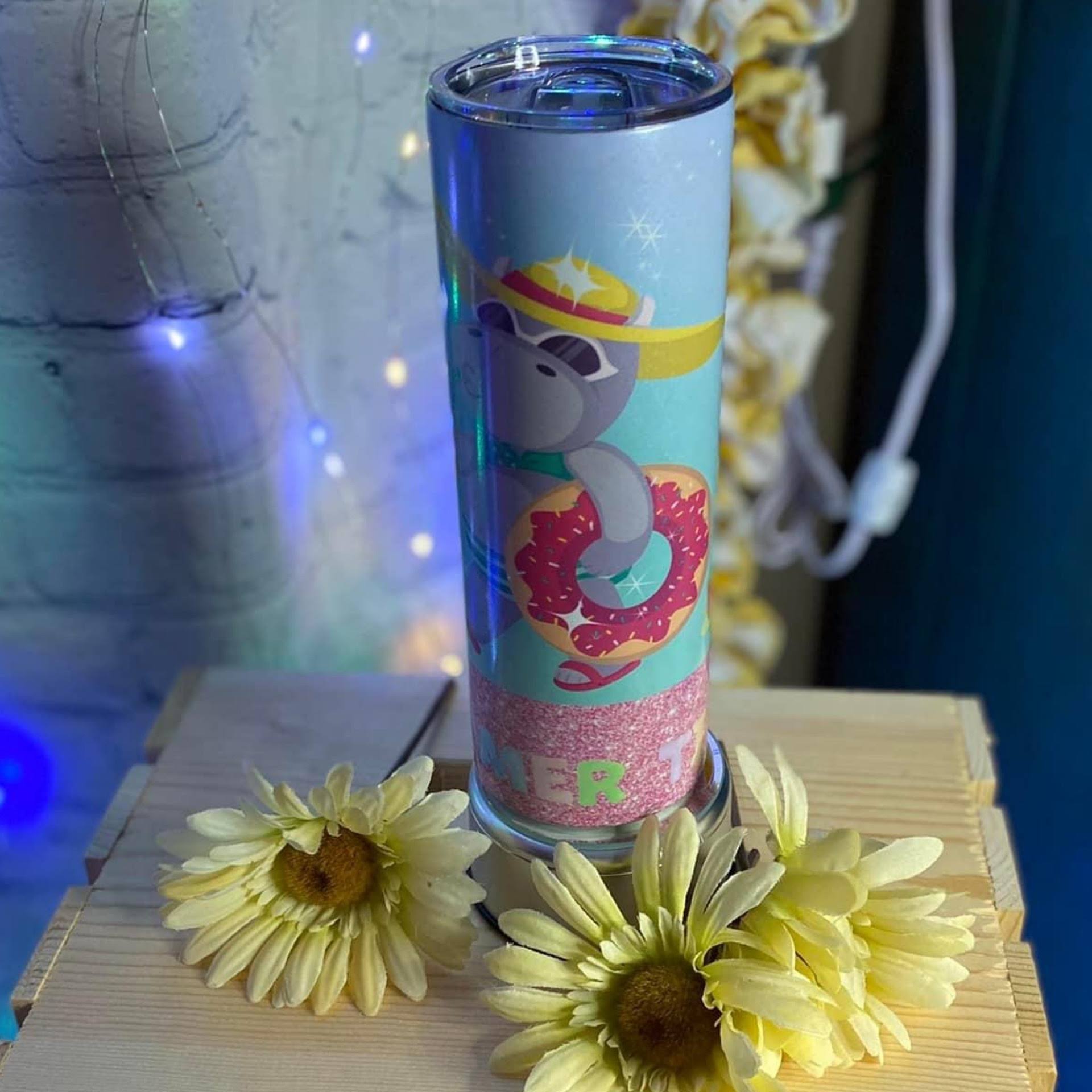 Cute Hippo Themed Tumbler