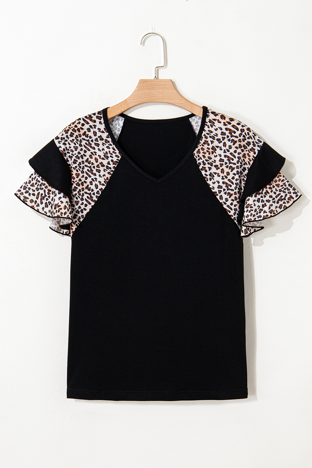 Women's Leopard Print Sleeve T-shirt