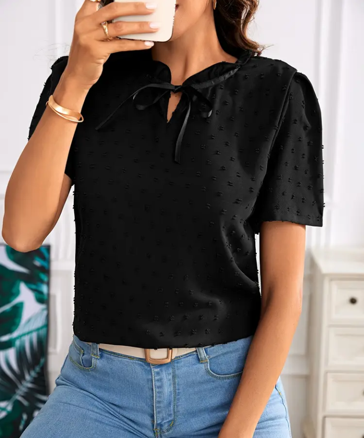 Navy Blue Polka Dot Blouse