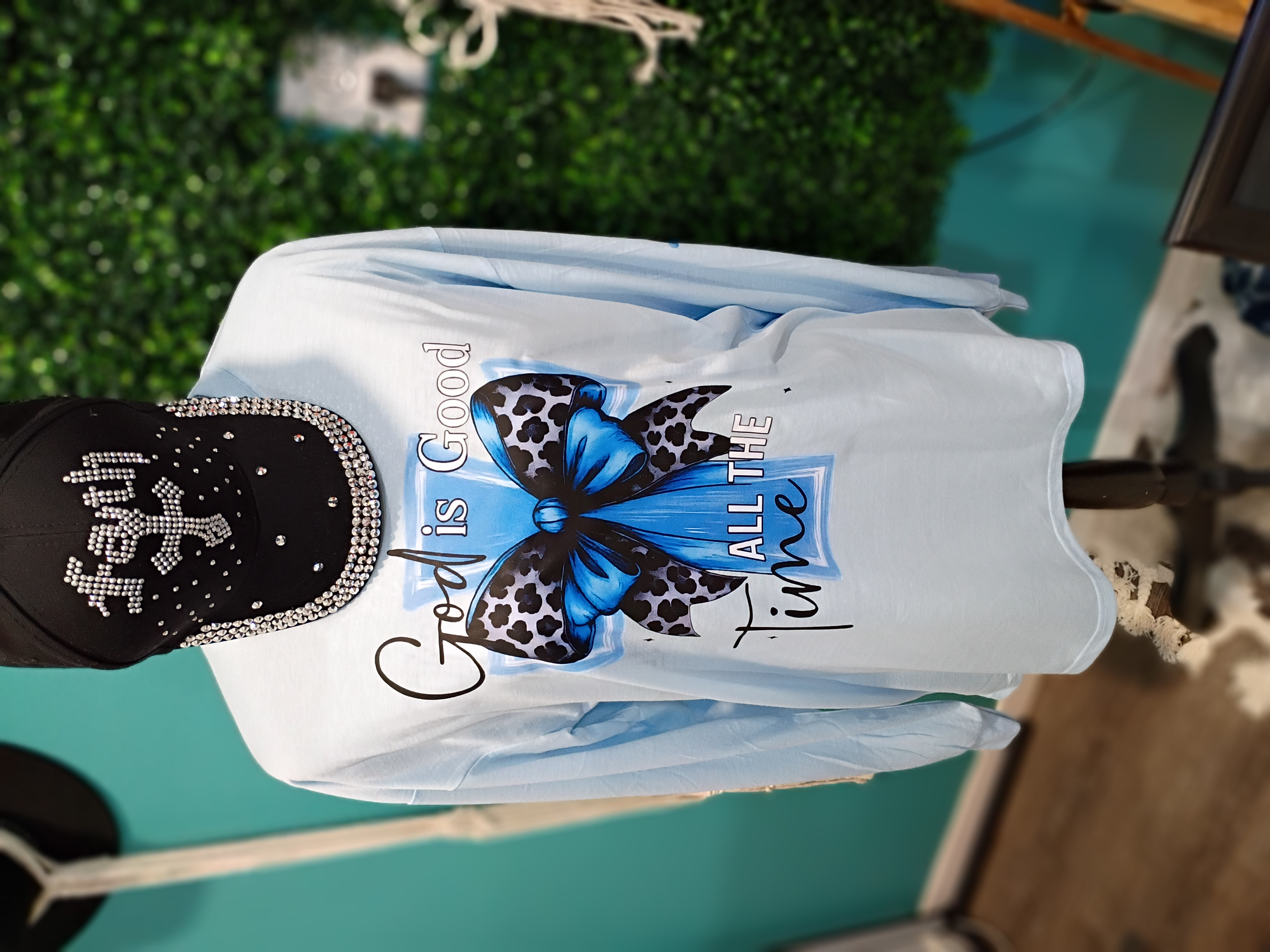 God Is Good Leopard Bow Long Sleeve Shirt