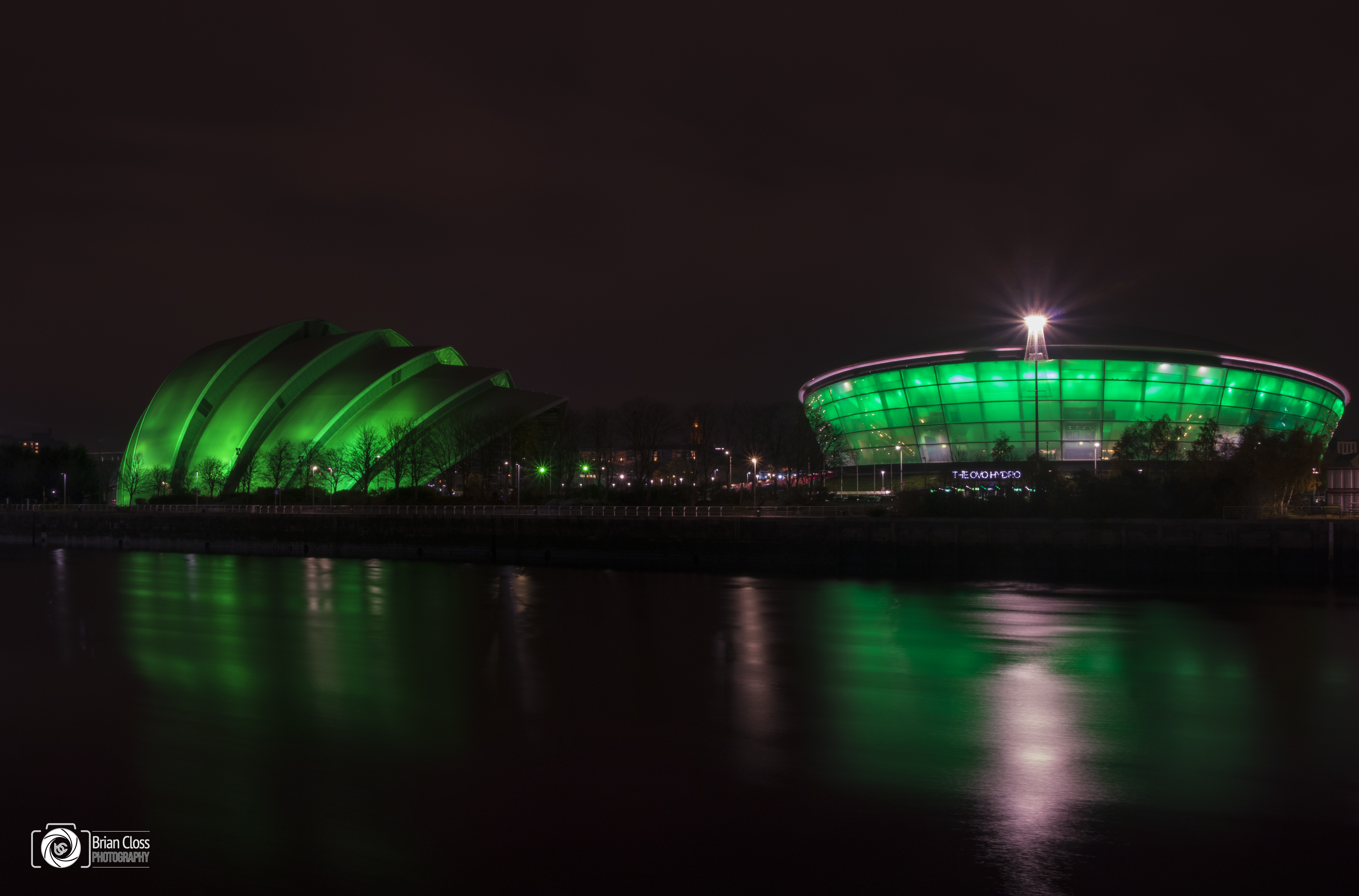 Nightscape Reflection at The SECC Complex in Green