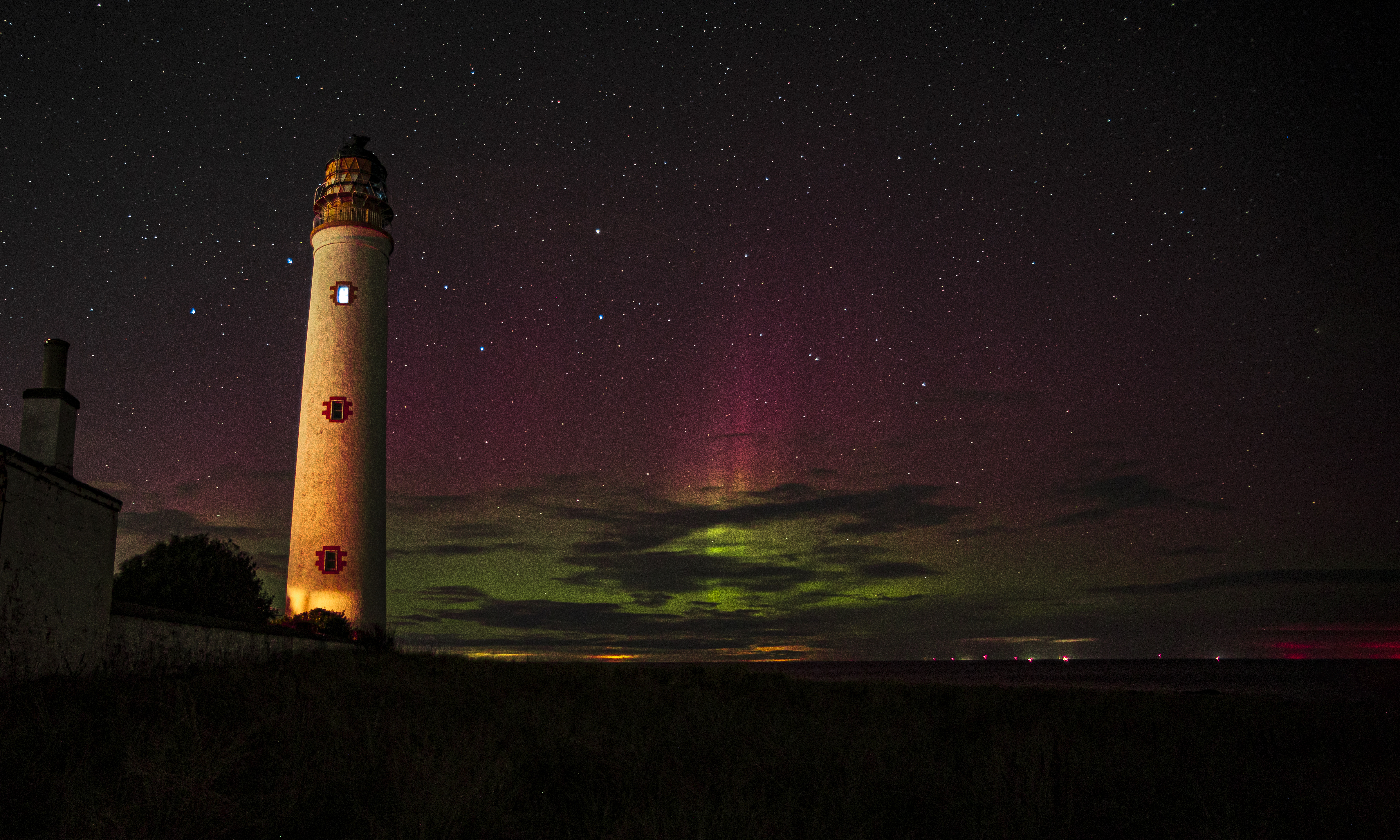 Aurora at Barn's Ness Lighthouse, Dunbar