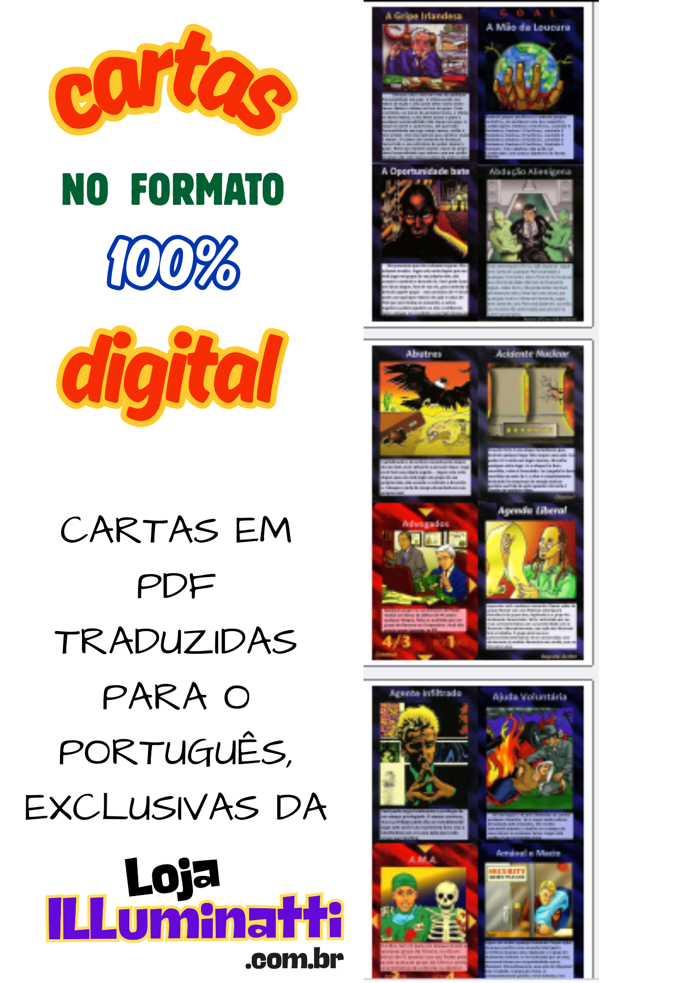 Kit 2 Jogo De Cartas Digital Illuminati + Livros + 3 Bônus