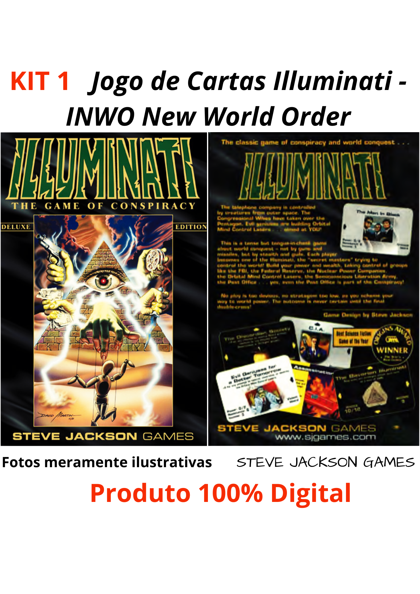 Kit 1 Jogo De Cartas Digital Illuminati + Livros + 2 Bônus