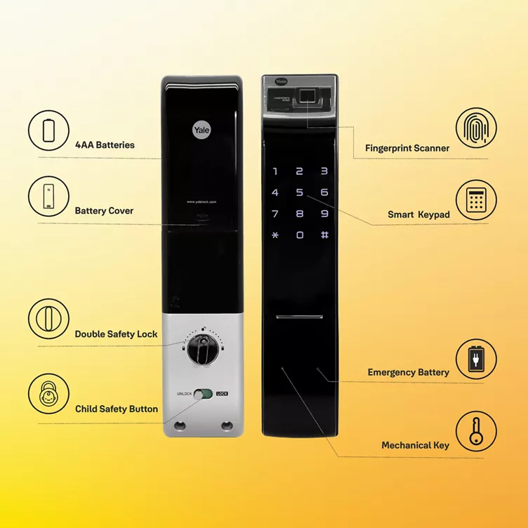 Yale YDM4109A RL (Roller Latch) Smart Lock Black without Handle 