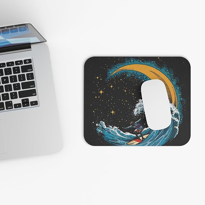 Artistic Surfing Designer Mouse Pad with Smooth Rubber Base, Moon Designs, 30.5 x 25.4 cm