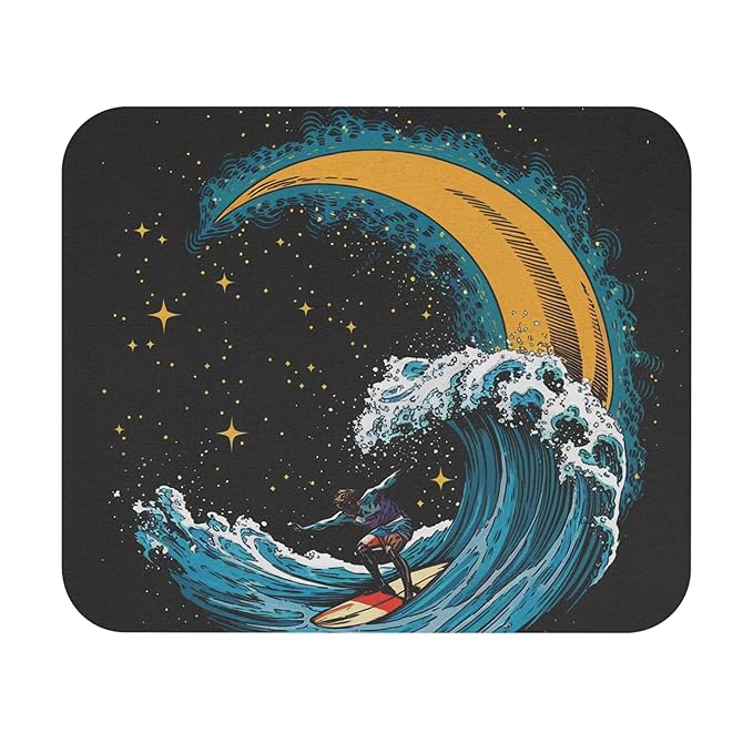 Artistic Surfing Designer Mouse Pad with Smooth Rubber Base, Moon Designs, 30.5 x 25.4 cm