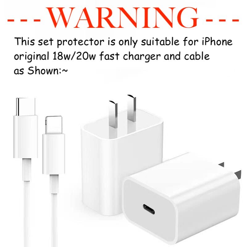 Silicone Protective Case for Apple 20W & 18W iPhone USB-C Power Adapter Charger and for USB Lightning Cable, 3D Case for iPhone Charger - 18W/20W (Stitch Blue)