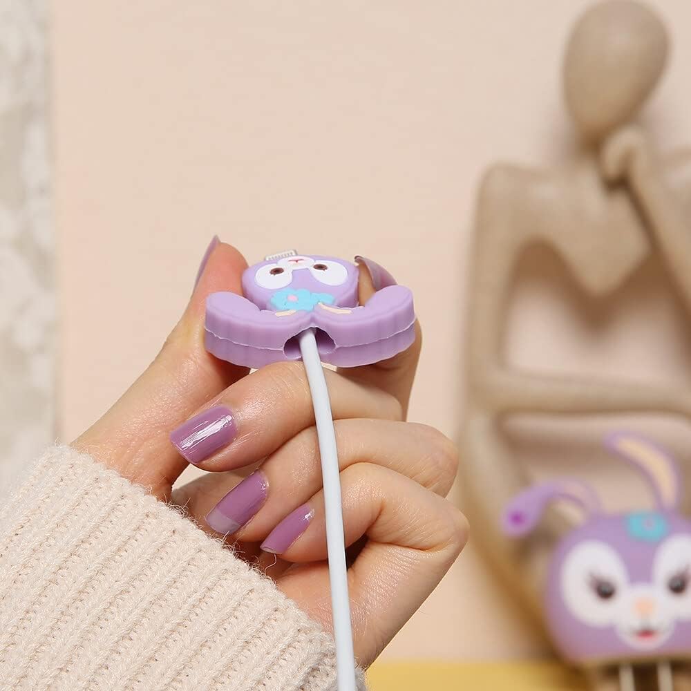 Silicone Protective Case for Apple 20W & 18W iPhone USB-C Power Adapter Charger and for USB Lightning Cable, 3D Case for iPhone Charger - 18W/20W Purple Rabbit