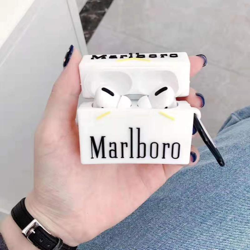 Silicone New 3D Cartoon Design Cute Anime Shockproof Cover Case with Free Keychain Compatible with Apple AIRPODS PRO (NOT for Any Other AIRPODS) (AIRPOD Cover PRO, Marlboro White)