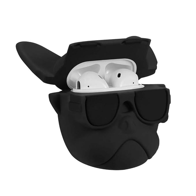 Soft Silicone New 3D Cartoon Design Cute Anime Shockproof Cover Case with Free Keychain Compatible with Apple AIRPODS PRO (NOT for Any Other AIRPODS) (AIRPOD Cover PRO, (Black Bully Dog)