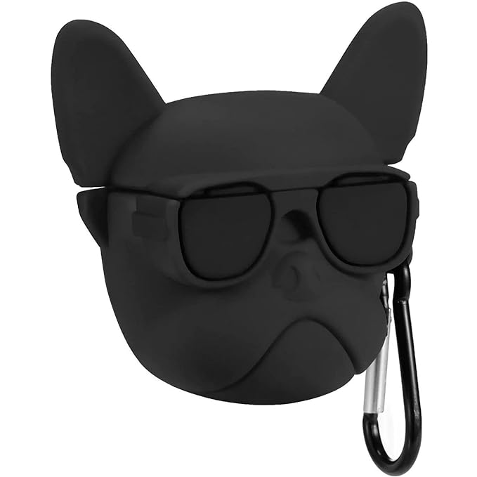 Soft Silicone New 3D Cartoon Design Cute Anime Shockproof Cover Case with Free Keychain Compatible with Apple AIRPODS PRO (NOT for Any Other AIRPODS) (AIRPOD Cover PRO, (Black Bully Dog)
