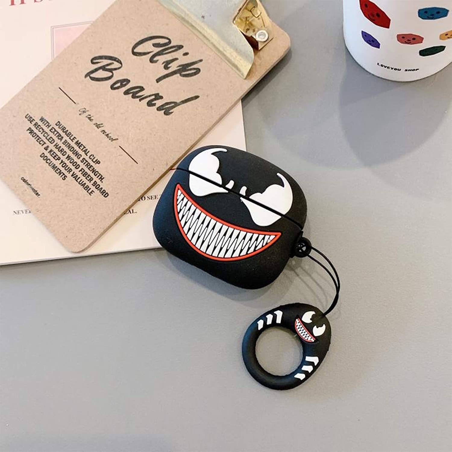 Soft Silicone New 3D Cartoon Design Cute Anime Shockproof Cover Case with Free Keychain Compatible with Apple AIRPODS PRO (NOT for Any Other AIRPODS) (AIRPOD Cover PRO, (Black Spidy Venom)