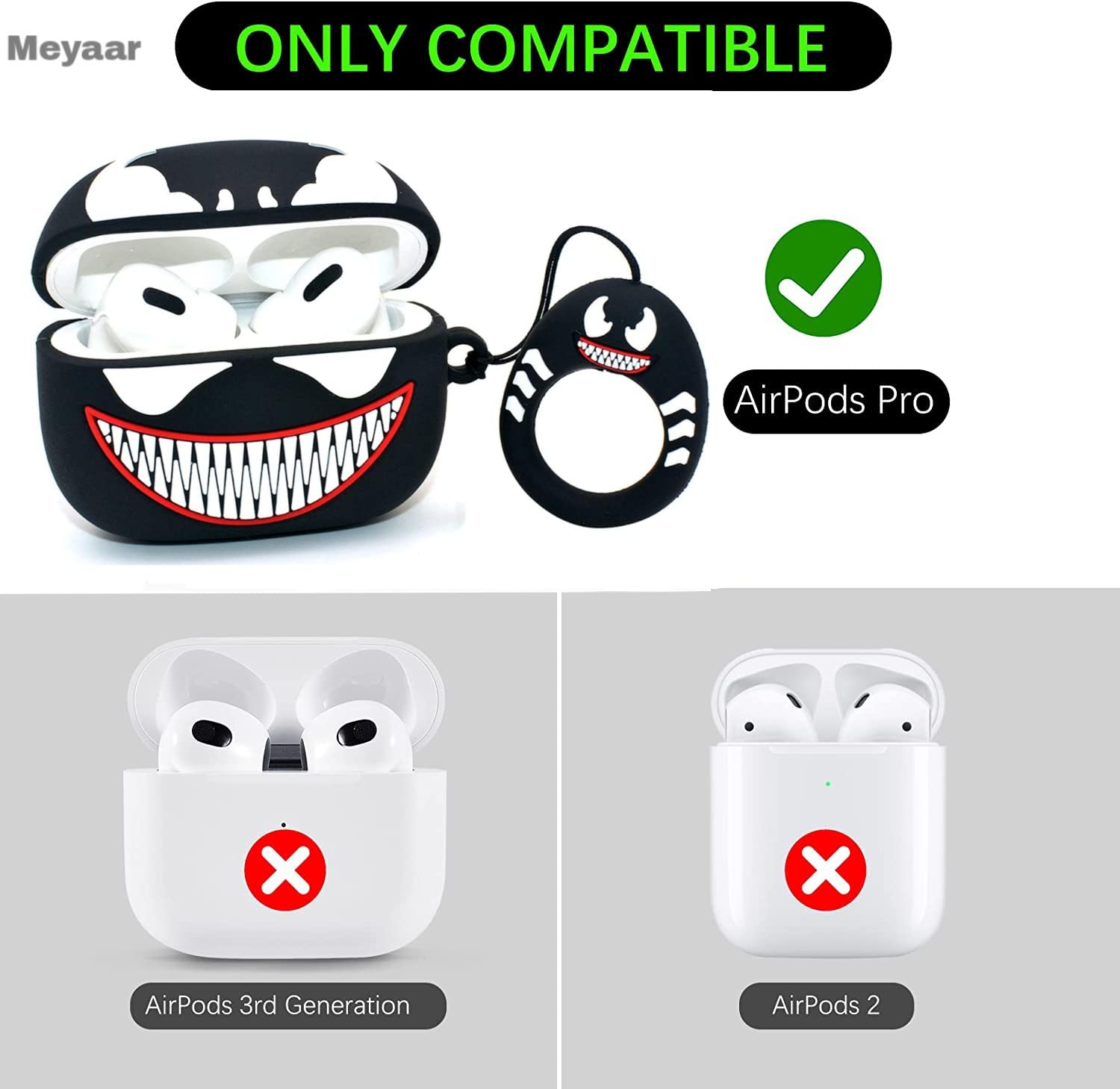 Soft Silicone New 3D Cartoon Design Cute Anime Shockproof Cover Case with Free Keychain Compatible with Apple AIRPODS PRO (NOT for Any Other AIRPODS) (AIRPOD Cover PRO, (Black Spidy Venom)