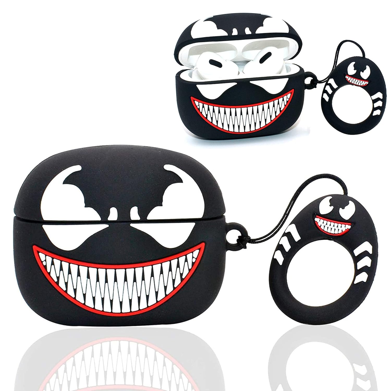 Soft Silicone New 3D Cartoon Design Cute Anime Shockproof Cover Case with Free Keychain Compatible with Apple AIRPODS PRO (NOT for Any Other AIRPODS) (AIRPOD Cover PRO, (Black Spidy Venom)