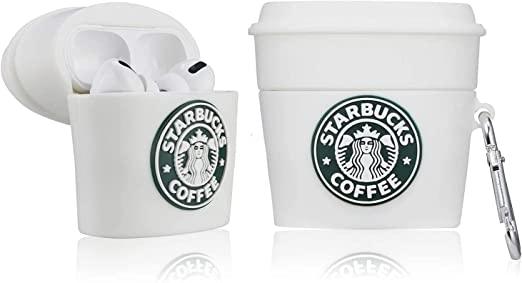 3D Cartoon Design Cute Anime Shockproof Cover Case with Free Keychain Compatible with Apple AIRPODS PRO (NOT for Any Other AIRPODS) (AIRPOD Cover PRO, (Starbucks White)