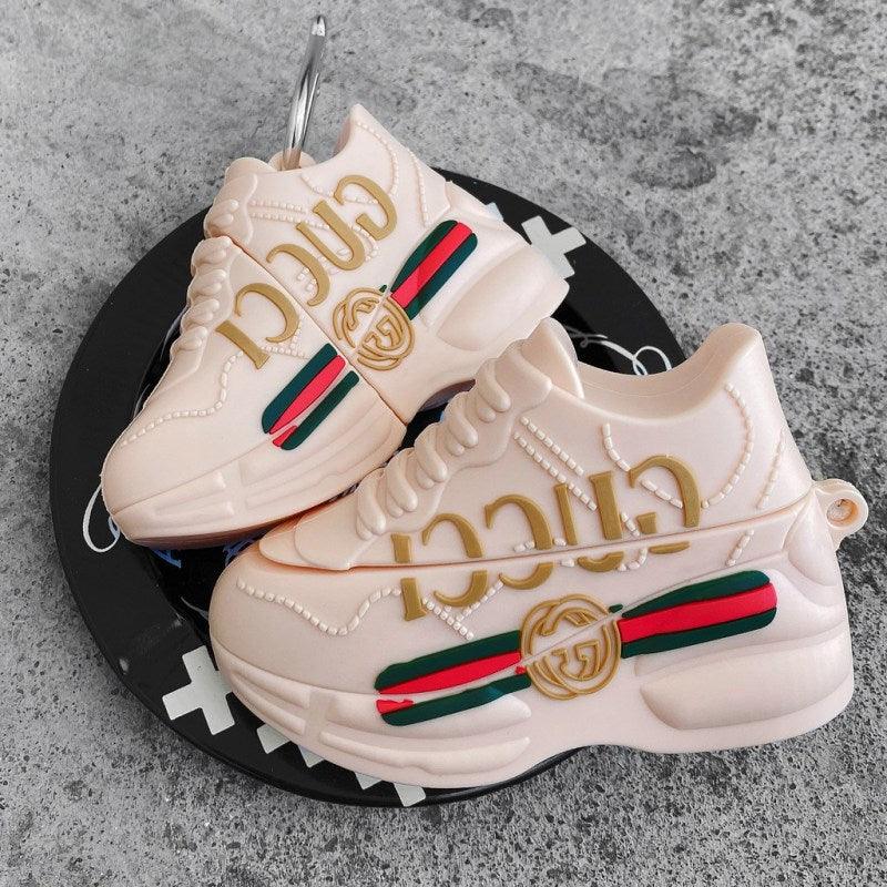 G Shoe Soft Silicone New 3D Cartoon Design Cute Anime Shockproof Cover Case with Free Keychain Compatible with Apple AIRPODS PRO (NOT for Any Other AIRPODS) (AIRPOD Cover PRO, Gucci Shoe (Gucci Peach)