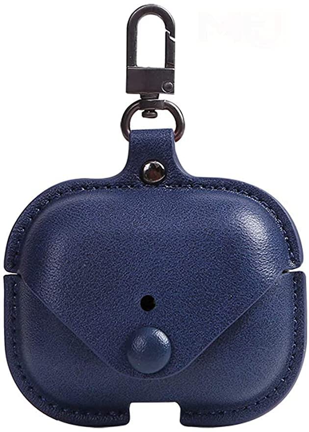 Soft Leather Shockproof Cover Case with Free Keychain Compatible with Apple AIRPODS PRO 2, Leather Case Airpod Pro 2 (Dark Blue)