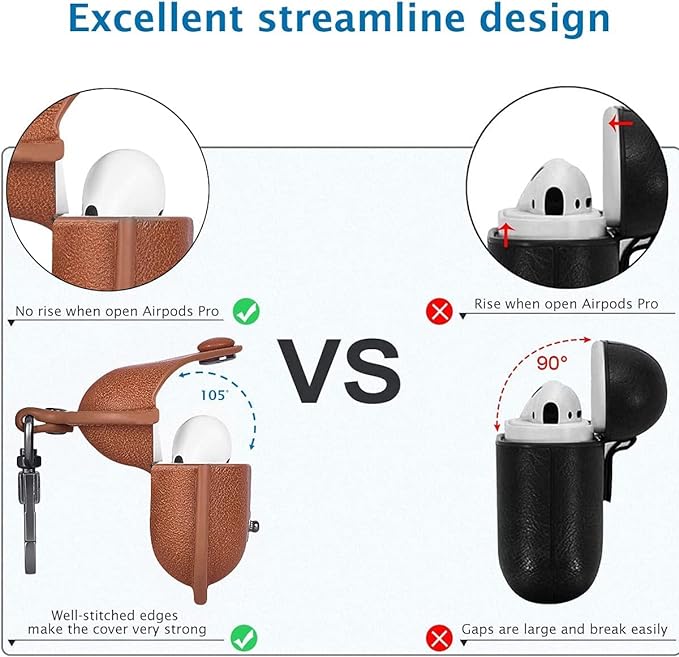 Soft Leather Shockproof Cover Case with Free Keychain Compatible with Apple AIRPODS PRO 2, Leather Case Airpod Pro 2 (Light Brown)