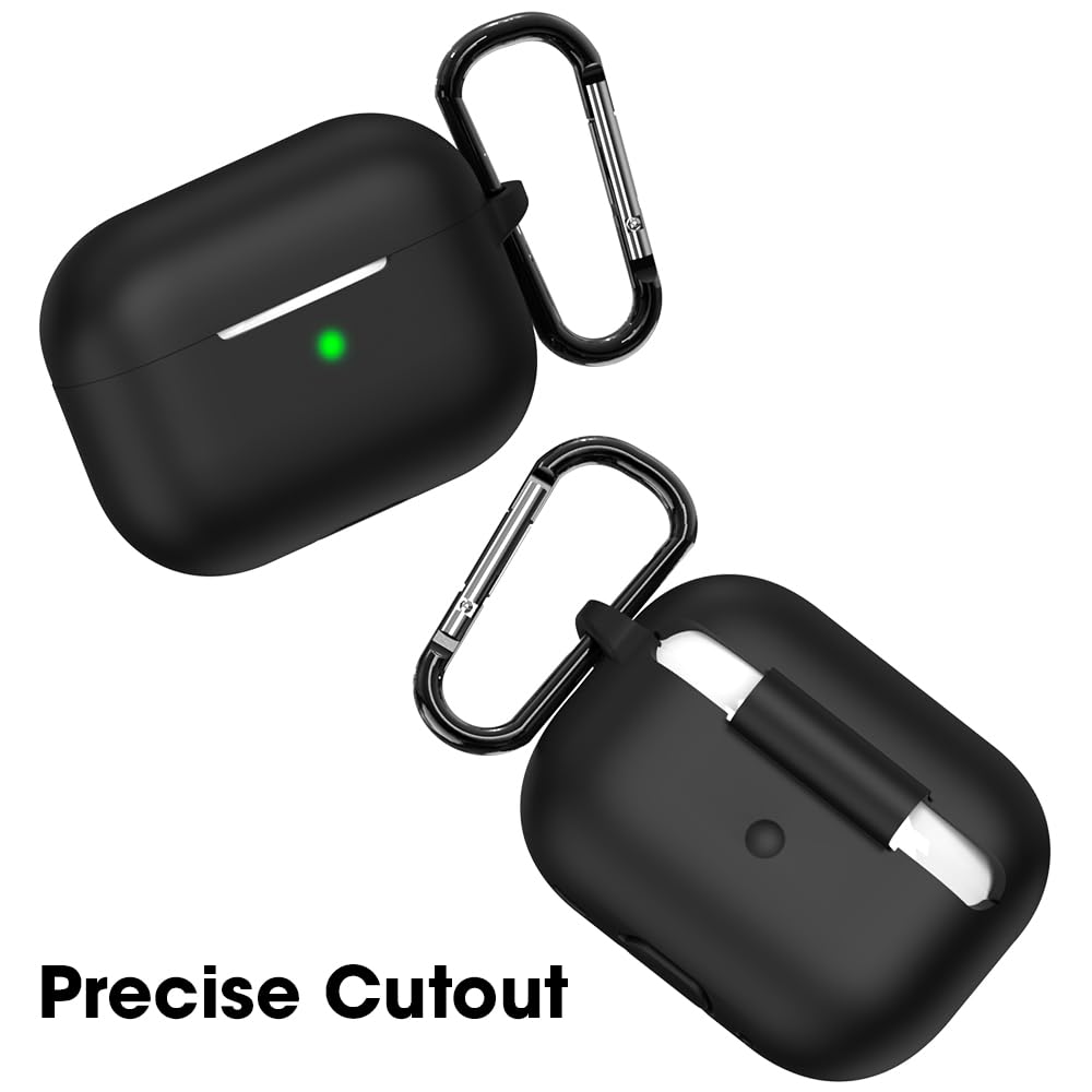  Soft Silicon Shockproof Cover Case with Free Keychain Compatible with Apple AIRPODS PRO 2, Leather Case Airpod Pro 2 (Black)