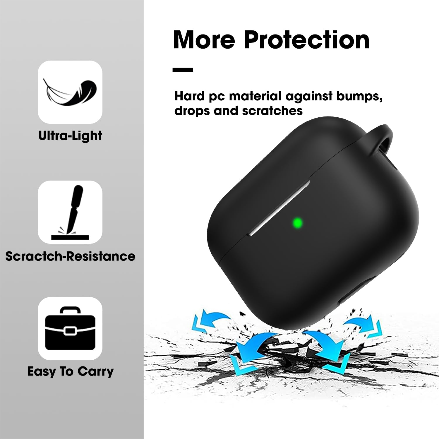  Soft Silicon Shockproof Cover Case with Free Keychain Compatible with Apple AIRPODS PRO 2, Leather Case Airpod Pro 2 (Black)