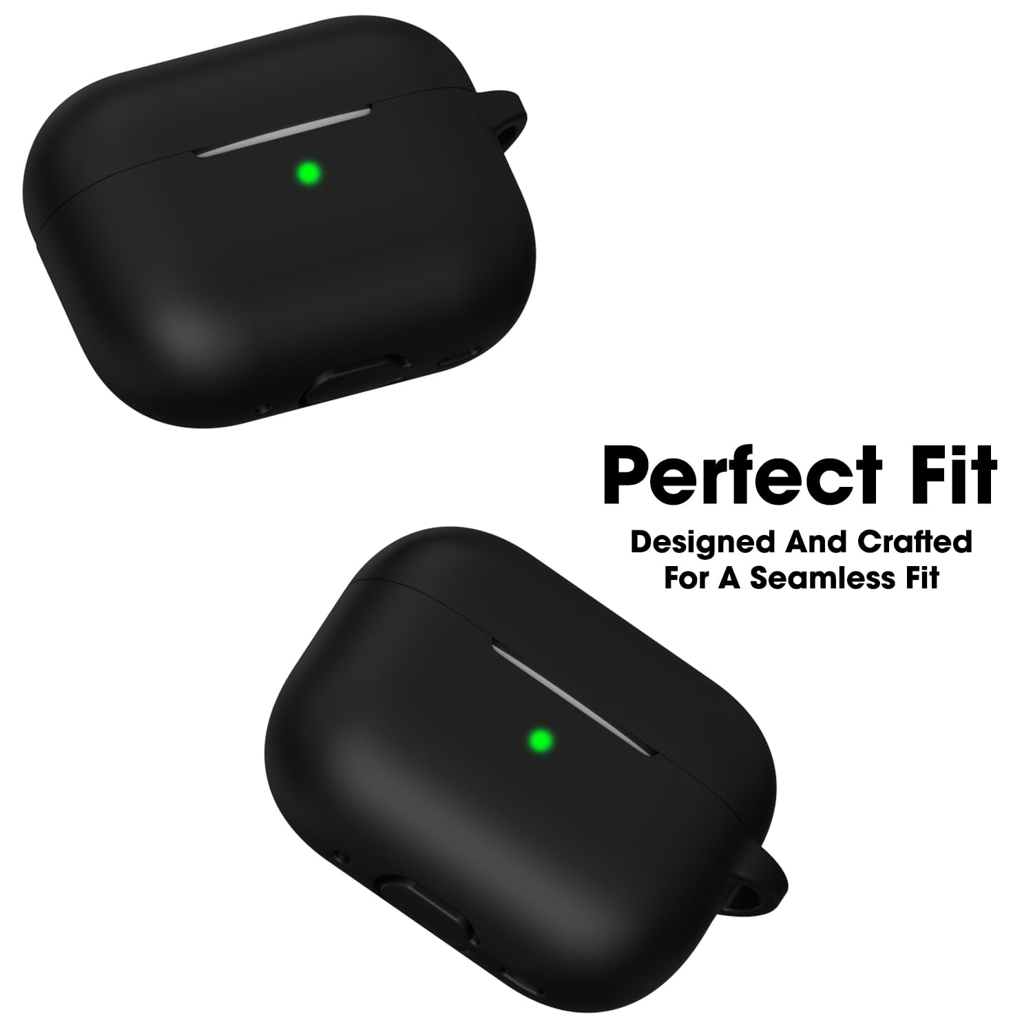  Soft Silicon Shockproof Cover Case with Free Keychain Compatible with Apple AIRPODS PRO 2, Leather Case Airpod Pro 2 (Black)