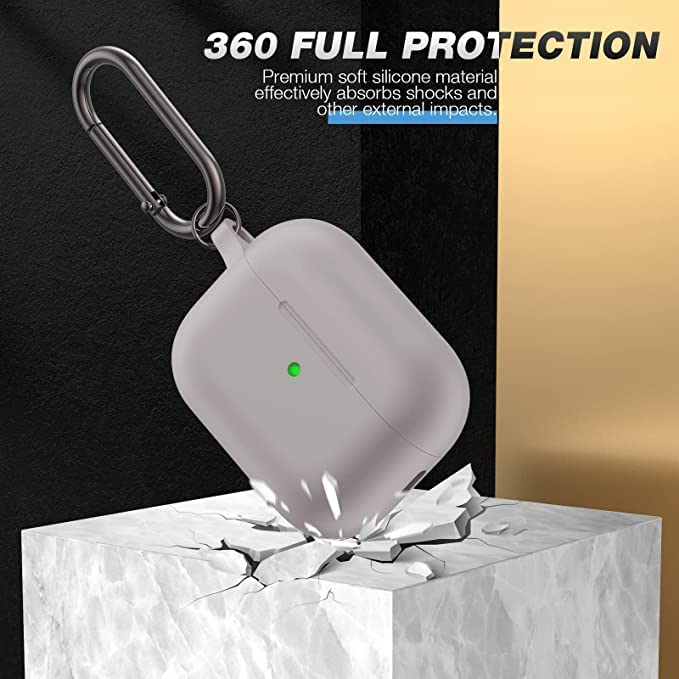  Soft Silicon Shockproof Cover Case with Free Keychain Compatible with Apple AIRPODS PRO 2, Leather Case Airpod Pro 2 (Grey)