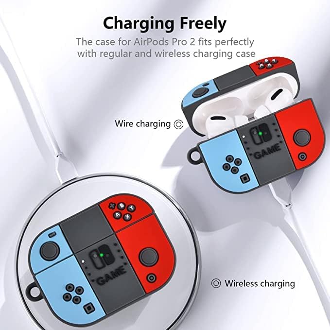 Soft Silicone New 3D Design Cute Anime Shockproof Cover Case with Free Keychain Compatible with Apple AIRPODS PRO 2, (Nintenno Switch)
