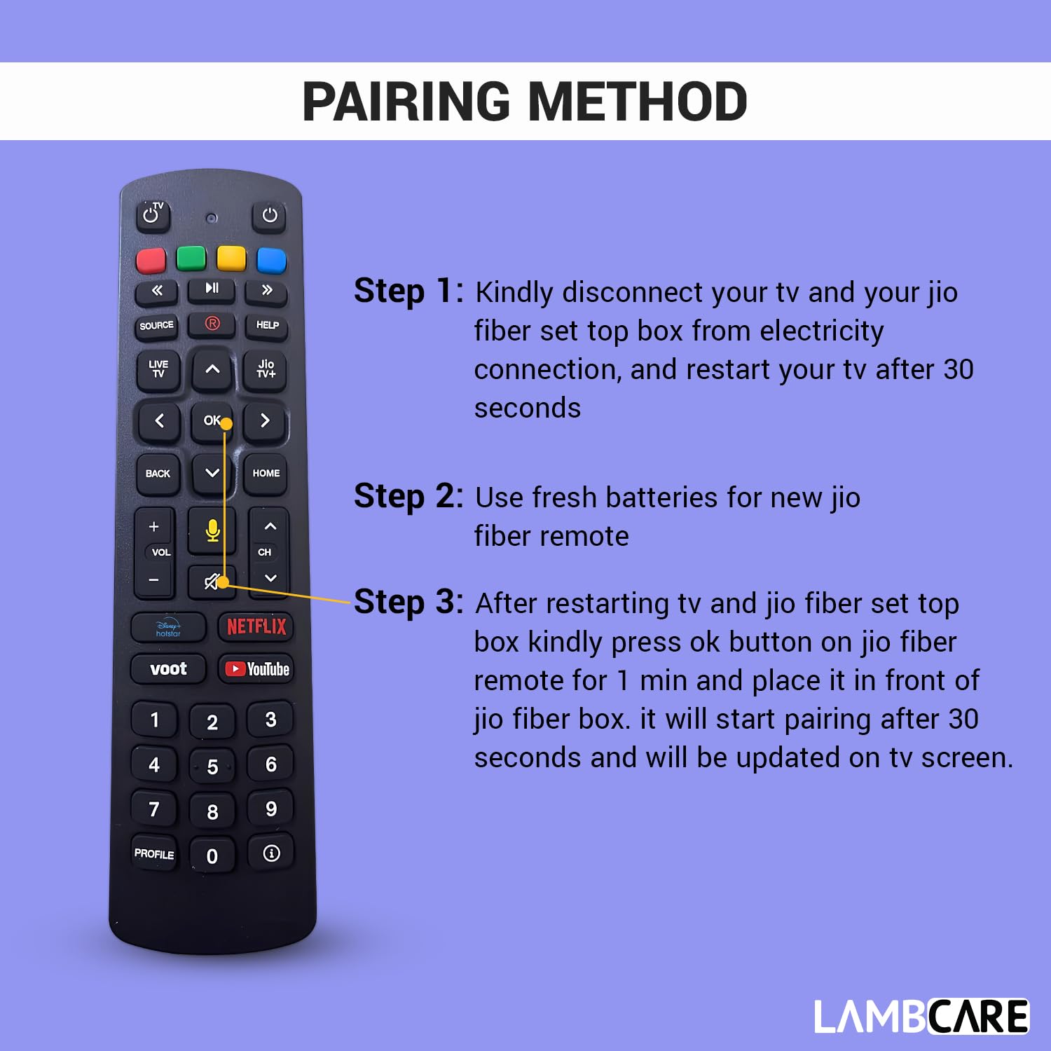 Compatible Non-Voice Function Remote for Jioo Fiber Set-Top Box – A Reliable, User-Friendly, Affordable, and Durable Replacement Remote (Black)