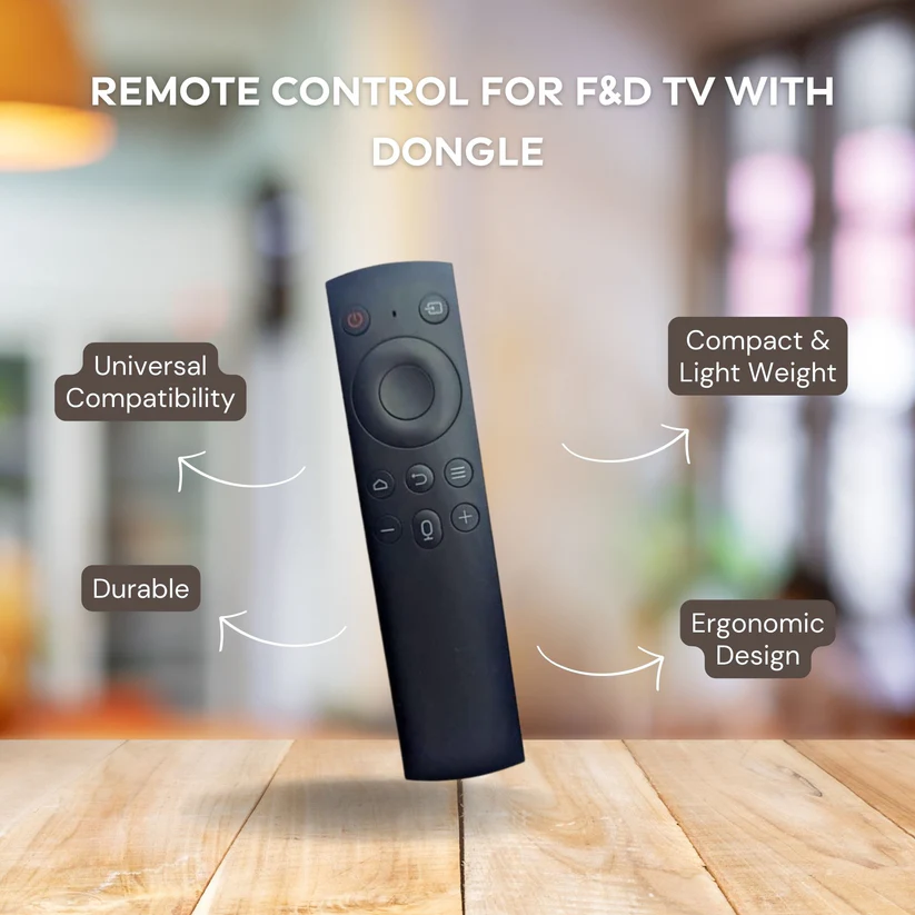 F&D TV Remote with Voice Function & Bluetooth Dongle | Compatible with LED LCD Smart TVs.