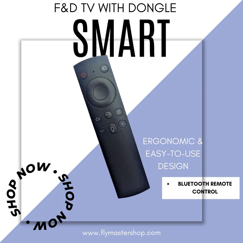 F&D TV Remote with Voice Function & Bluetooth Dongle | Compatible with LED LCD Smart TVs.