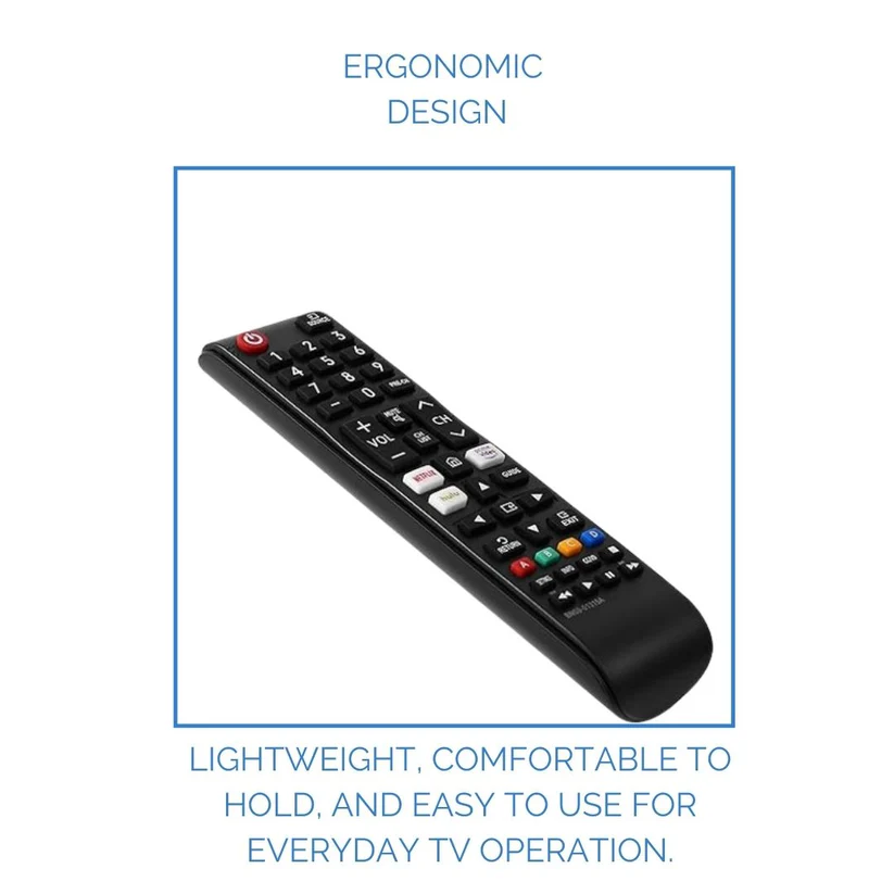 Samsung LED/LCD TV Universal Remote Control – Full Functionality, Easy Setup (Black)