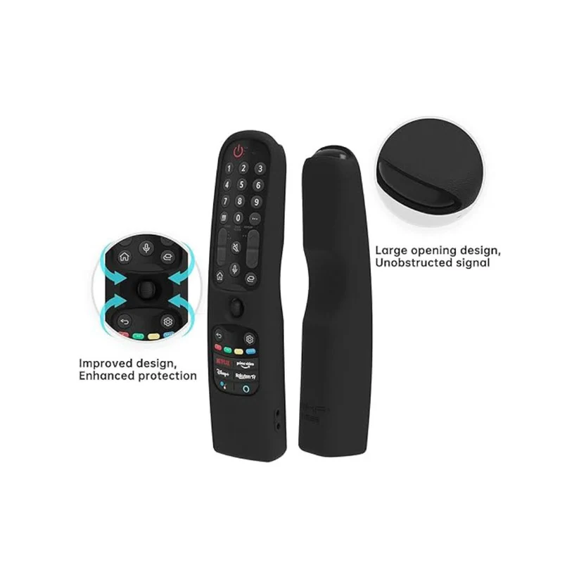 Silicone Protective Case for LG Magic Remote (AN-MR21GA, MR22GA, MR23GA) with Remote Loop - Black (Remote Not Included)