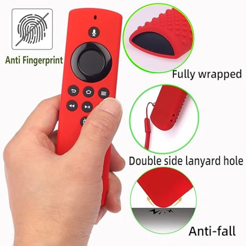 Silicone Remote Cover Case for Amazon Fire TV Stick Lite Remote with Lanyard - Black (Remote Not Included)
