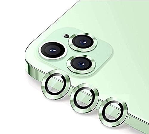 Metal Frame Camera Lens Protector for iPhone 12 Pro [SET OF 3] 9H Hardness Ultra Thin -Light Green