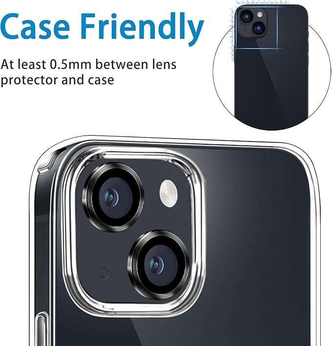Back Camera Lens Protector Compatible for iPhone 15, iPhone 15 Plus (Gold)