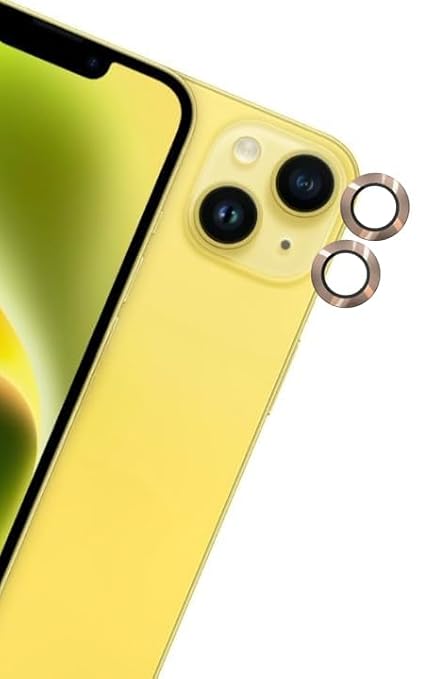 Back Camera Lens Protector Compatible for iPhone 15, iPhone 15 Plus (Gold)