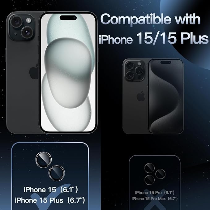 Back Camera Lens Protector Compatible for iPhone 15, iPhone 15 Plus (Gold)