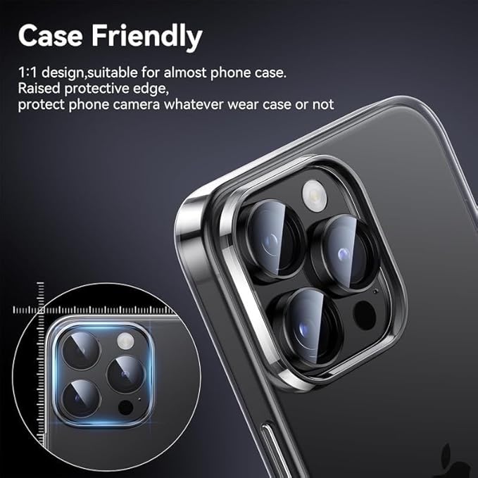 Camera Lens Protector for iPhone 15 Pro 6.1& iPhone 15 Pro Max 6.7, Fit for iPhone 15 ProiPhone 15 Pro Max (Black)
