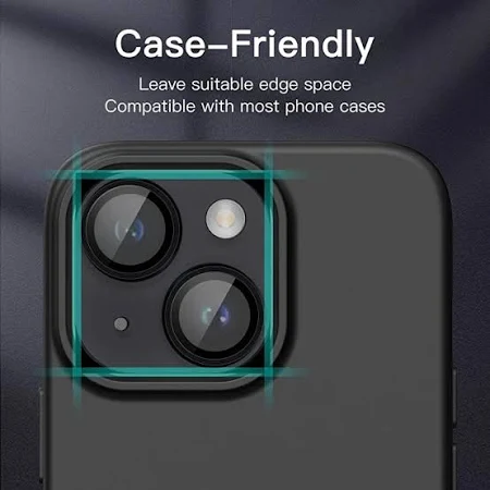 Camera Lens Protector For Iphone 14, Iphone 14 plus , Iphone 15, Iphone 15 plus Black Camera Lens Protector