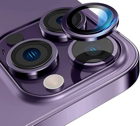  Camera Lens Protector for iPhone 14 Pro, iPhone 14 Pro Max - Colour - Purple [Full Coverage 9H Hardness with Ring Tempered Glass Camera Protector] Set of 1 Pairs