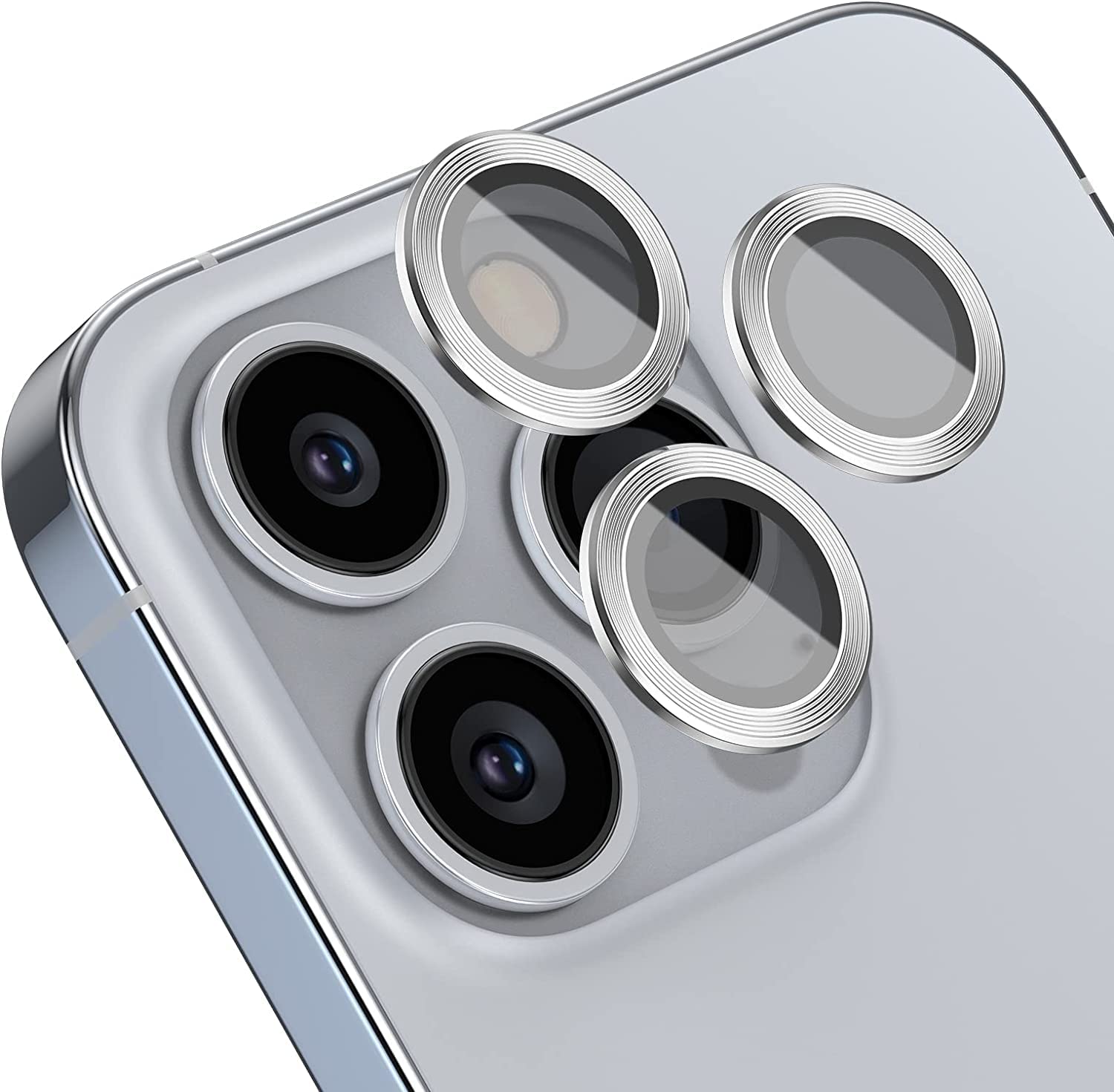 Camera Lens Protector Compatible for Apple Iphone 14 ProIphone 14 Pro Max, [Anti-Scratch] Premium Tempered Glass Film Aluminum Alloy Lens Ring Silver Color