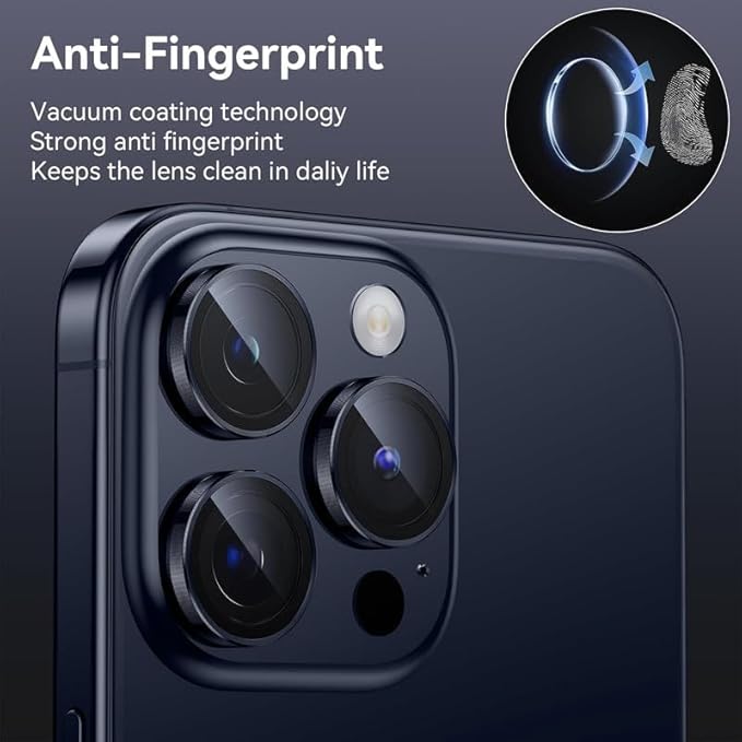 Camera Lens Protector for iPhone 15 Pro 6.1& iPhone 15 Pro Max 6.7, Tempered Glass Lens Ring Cover Fit for iPhone 15 ProiPhone 15 Pro Max (Dark Blue)