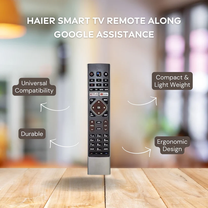 Haier TV Remote HTR-U27E  Google Assistant, Bluetooth Voice Command, Netflix & YouTube.