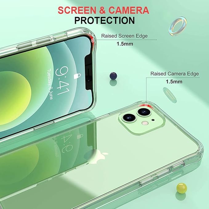 iPhone 12 Case Clear Transparent Shockproof Protective Phone Soft Silicone Slim Cover for iPhone 12 (Transparent)