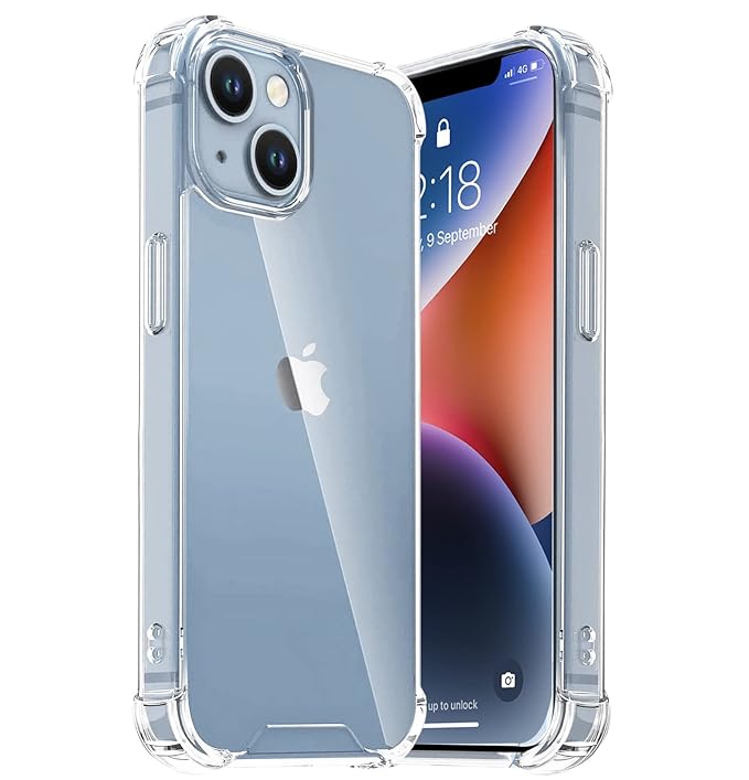 Apple iPhone 14 Case Clear Transparent Shockproof Protective Phone Soft Silicone Slim Cover for Apple iPhone 14 (Transparent)