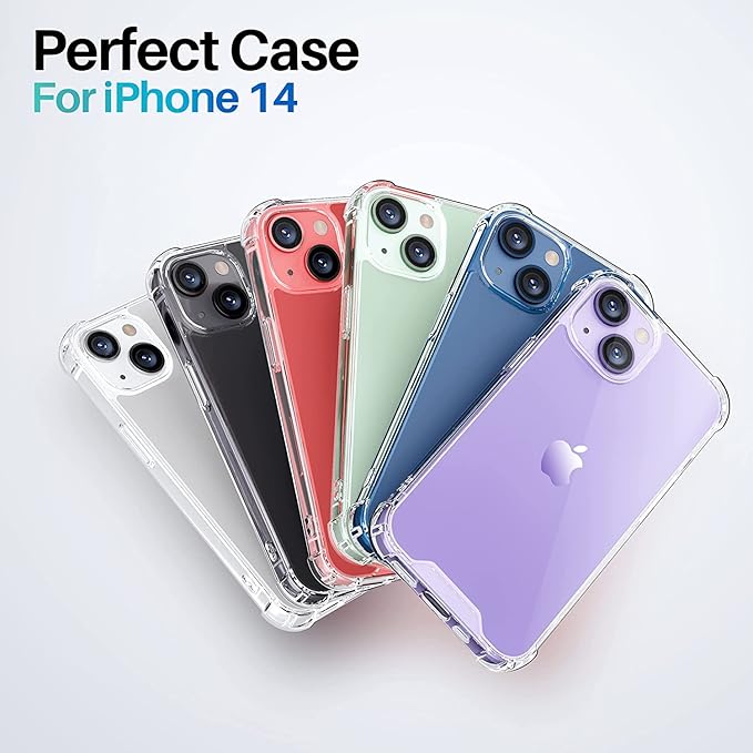 Apple iPhone 14 Case Clear Transparent Shockproof Protective Phone Soft Silicone Slim Cover for Apple iPhone 14 (Transparent)