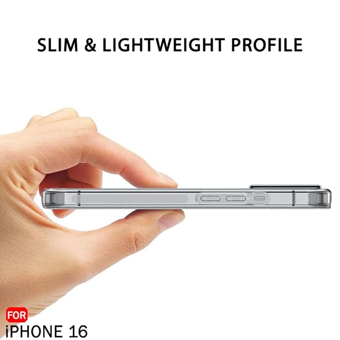 Apple iPhone 16 Case Clear Transparent Shockproof Protective Phone Soft Silicone Slim Cover for Apple iPhone 16 (Transparent)